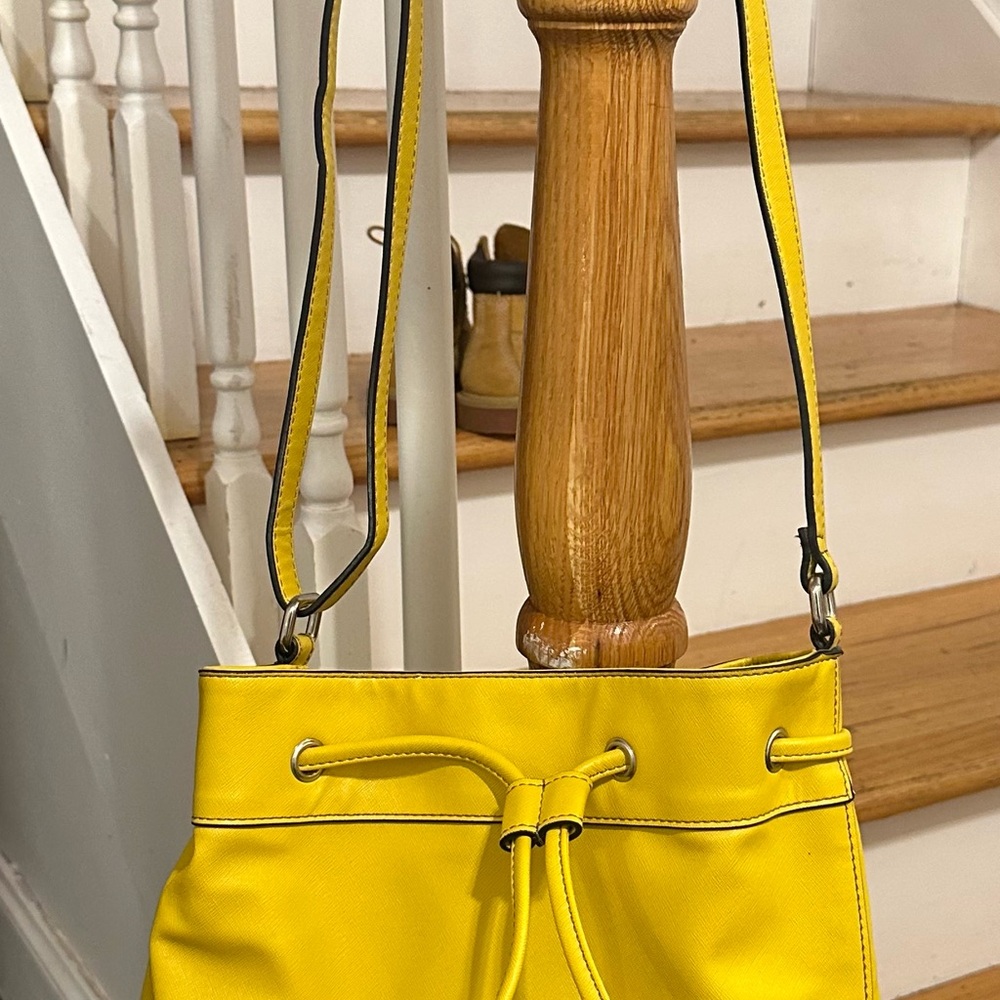 Chaps Yellow Shoulder Bag with Structured Design